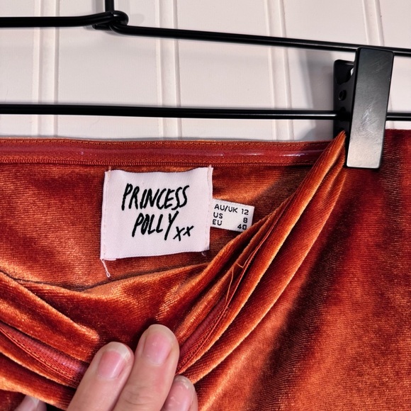Princess Polly Velvet Orange Tube Top Women’s Size 8 - Picture 5 of 7